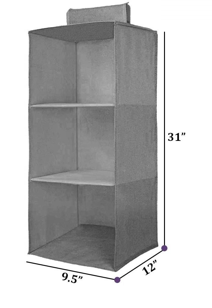 Hanging Wardrobe Organizer – 3 Shelves (Non-Woven Fabric)