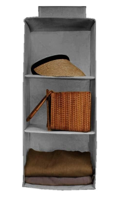 Hanging Wardrobe Organizer – 3 Shelves (Non-Woven Fabric)