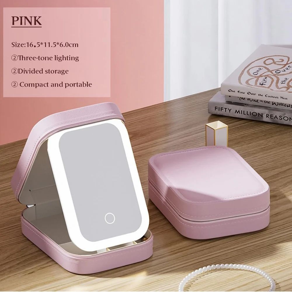 Compact Makeup Vanity With LED Mirror