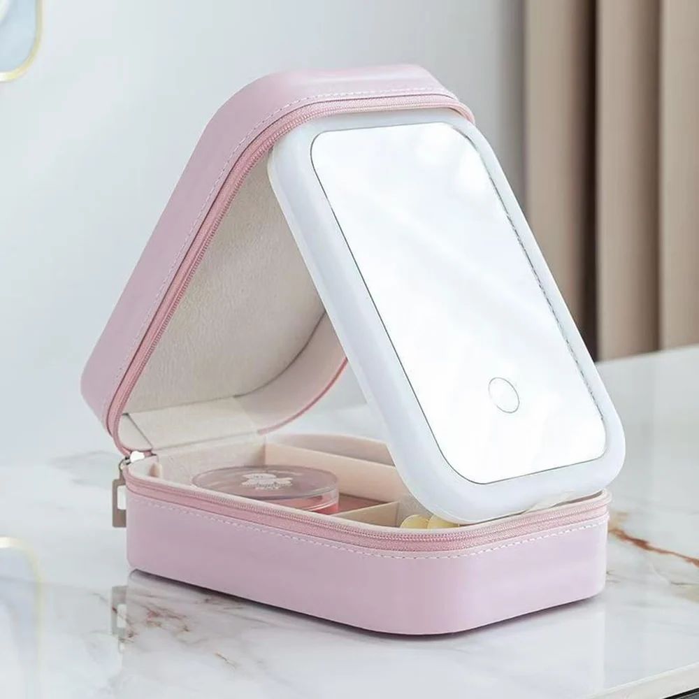 Compact Makeup Vanity With LED Mirror