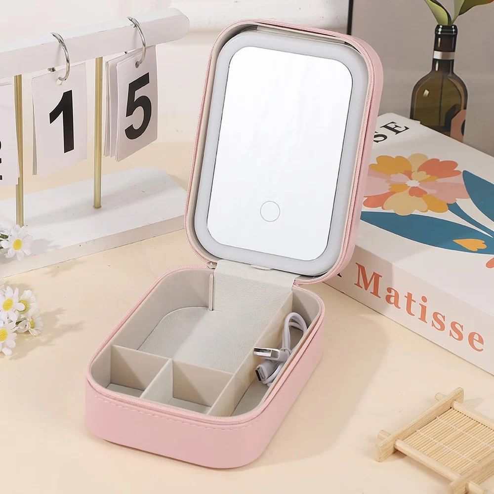 Compact Makeup Vanity With LED Mirror