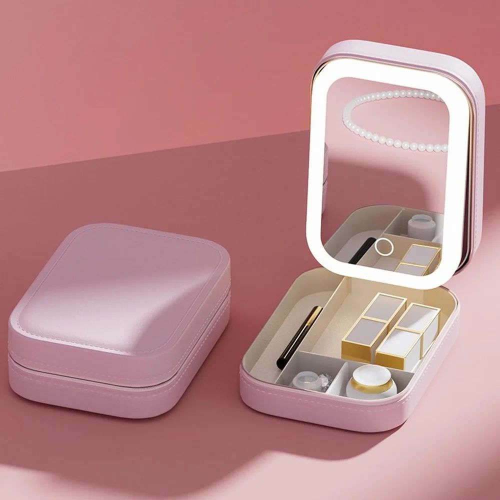 Compact Makeup Vanity With LED Mirror