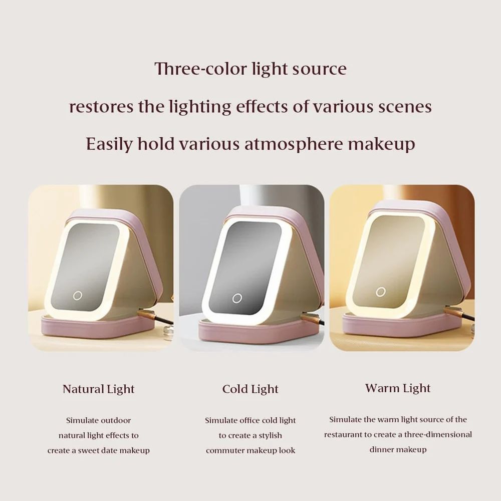 Compact Makeup Vanity With LED Mirror