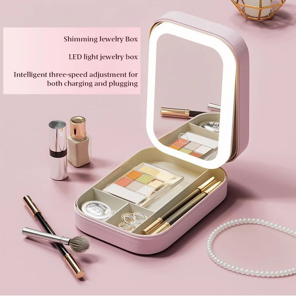 Compact Makeup Vanity With LED Mirror
